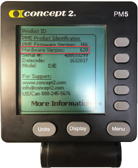 Hardware version on the PM screen